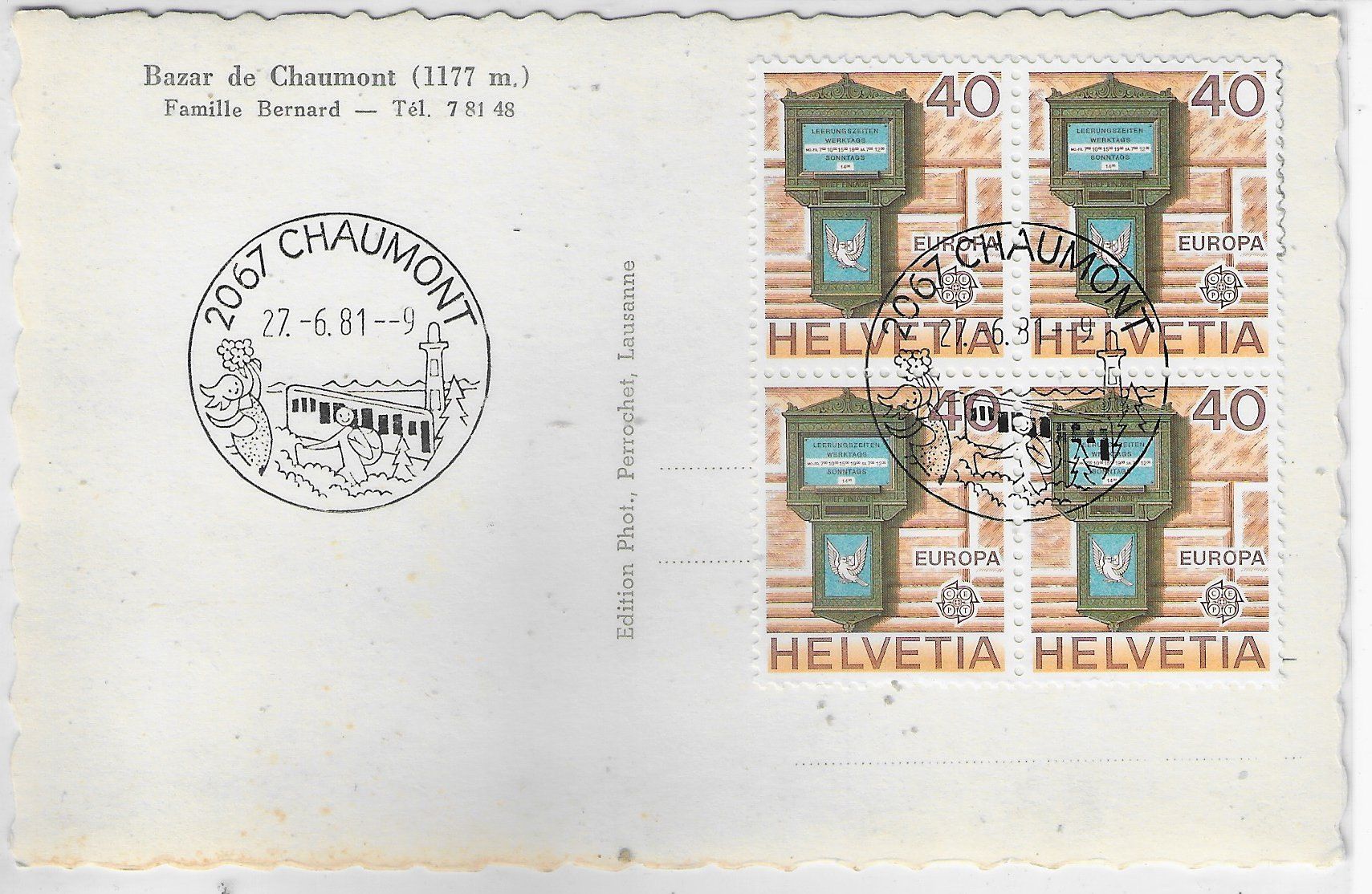Cartoline postali: Chapelle de Chaumont s. Neuchatel – Usato da Ettingen venduto da Kartenplanet 1