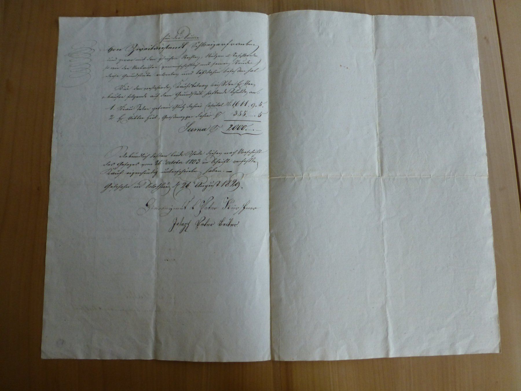 Documenti: Solothurn, Kaufvertrag von 1829 – Usato da Bettlach venduto da 1saurer 1