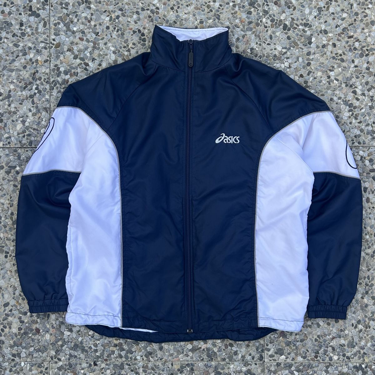 Asics Giacche: Vintage Asics Track Jacket Navy White – Usato da brent venduto da fukusapes