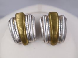 Mexiko Reines Silber Ohrclips Sterling Vintage mit Gold