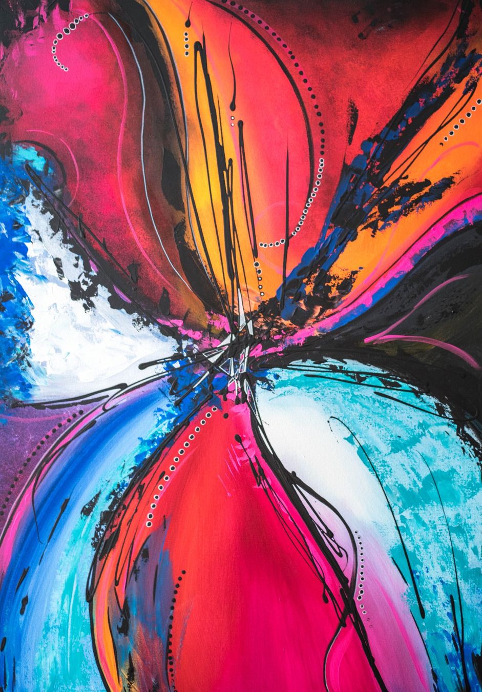Gemälde: Acrylbild abstrakt bunt rot Unikat – Neu und originalverpackt aus Rheinau von Sussel 1
