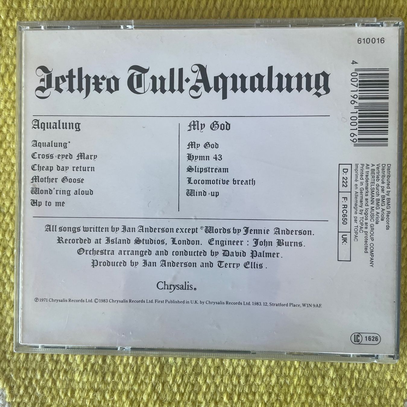 CD: JETHRO TULL-AQUALUNG71 – Usato da Rorschacherberg venduto da CD-Roli 1
