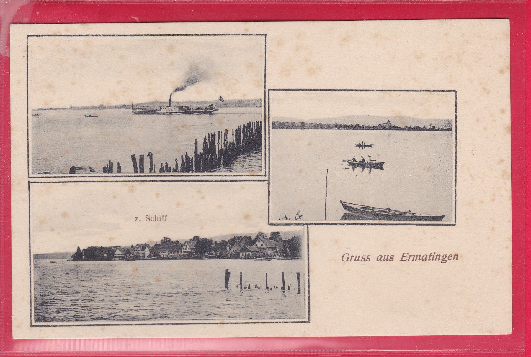 Cartoline postali: GRUSS AUS ERMATINGEN, ZUM SCHIFF (3-BILD) – Usato da Oberrieden venduto da Gebirgsstelze