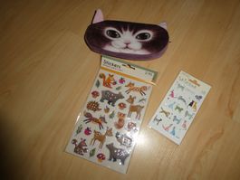 Federmäppchen Katze mit zwei Sticker Sets neuwertig