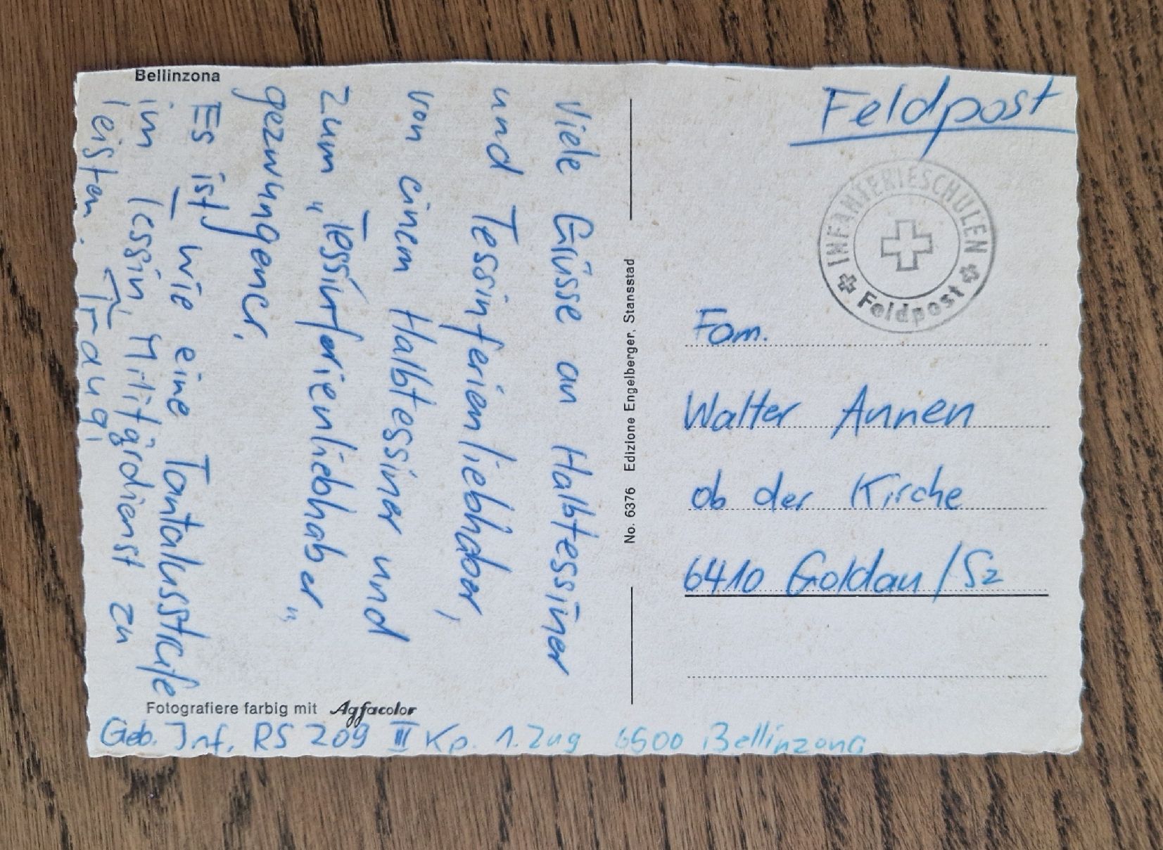 Cartoline postali: Bellinzona, Geb Inf RS 209, Feldpost – Nuovo (secondo la descrizione) da Ebikon venduto da Donar50 1