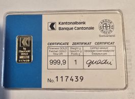 1 Gramn Goldbarren Kantonalbank