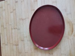 Rote Bakelit Servierplatte oval, 25cm, Made in Switzerland