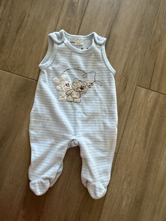 Baby Strampler hellblau gestreift Grösse 56
