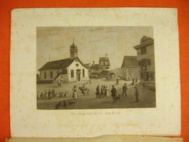 ZÜRICH NEUMÜNSTER, ALTE KIRCHE ZUM KREUZ, AQUATINTA 1875