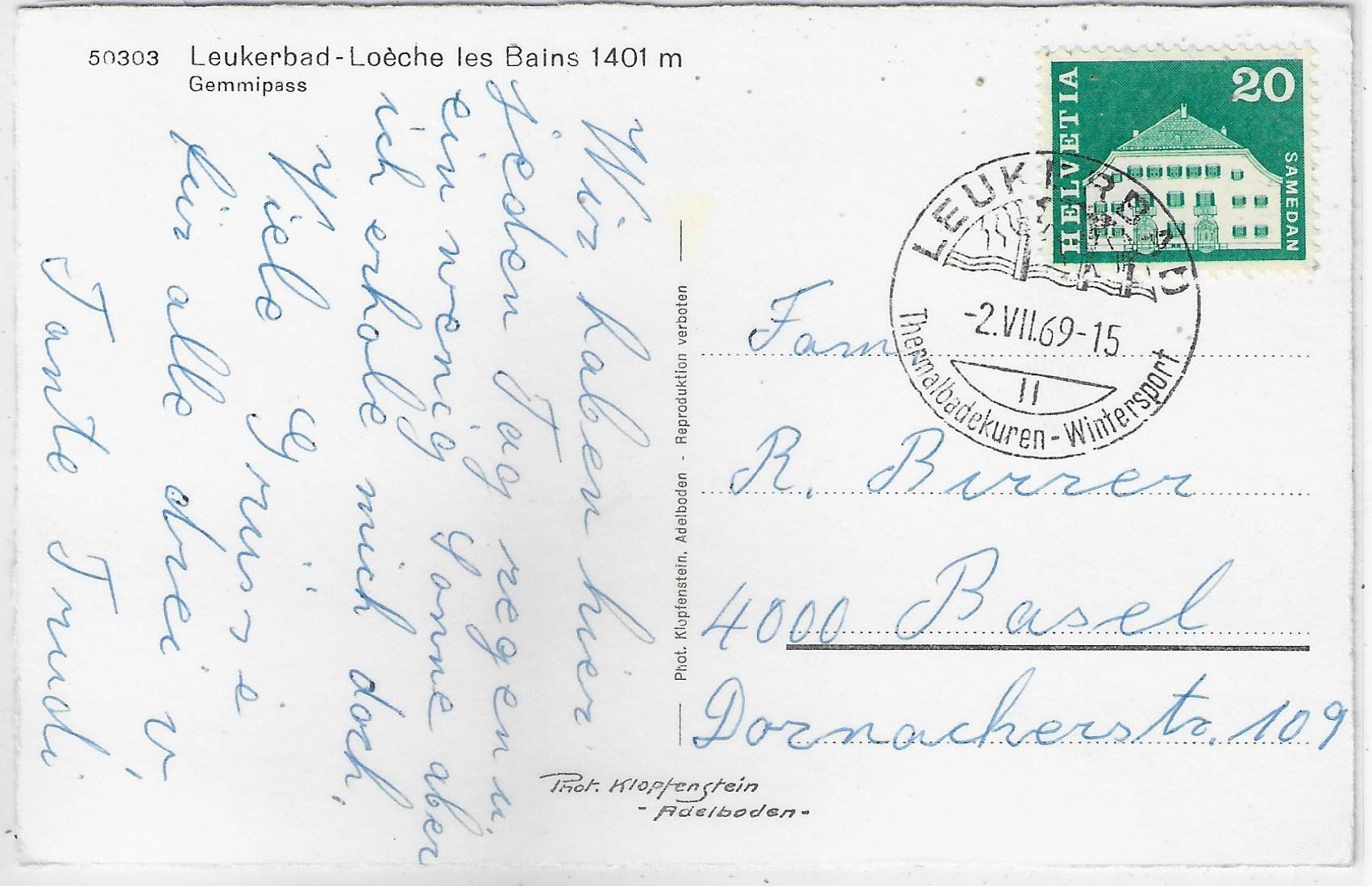Cartoline postali: Leukerbad - Gemmipass - Photo: Klopfenstein – Usato da Ettingen venduto da Kartenplanet 1
