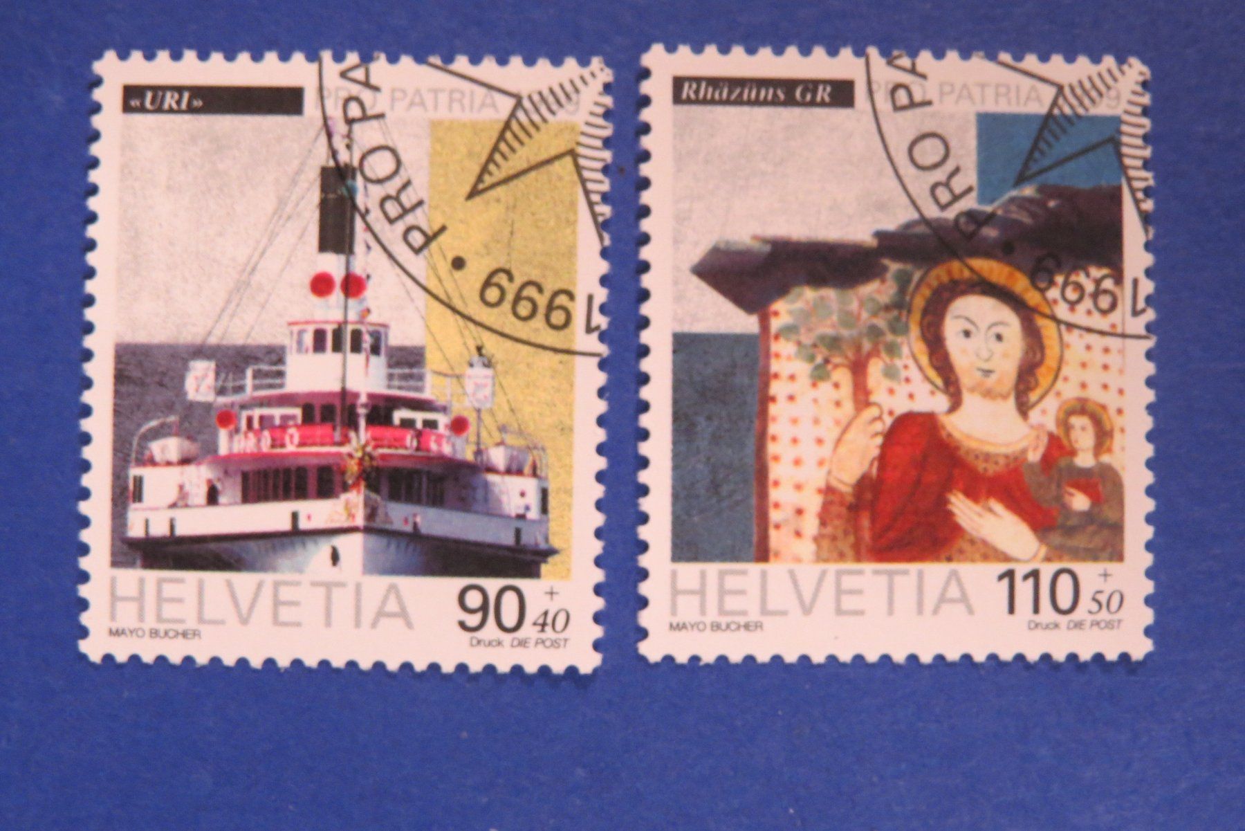 Alle Briefmarken: Serie Pro Patria 1999 - off.Ersttag-Eckstempel BERN – Gebraucht aus Brunnen von Kumari 1