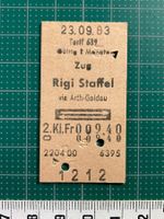 Zug - Rigi Staffel via Arth-Goldau, altes Bahn Billett