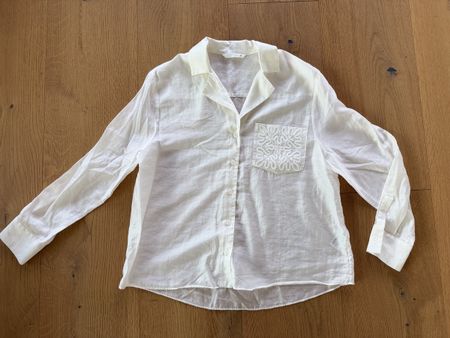 ZARA ZW Collection Hemdbluse bestickte Tasche in Off-White