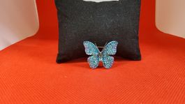 Brosche, Schmetterling, blau Strass, neuwertig, Top!