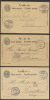 3 x Ganzsache OBERKULM REINACH EINSIEDELN 1895 + 1895 + 1899