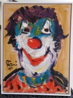 Oelbild Clown auf Sperrholzplatte, 2001, Castiglioni Giani