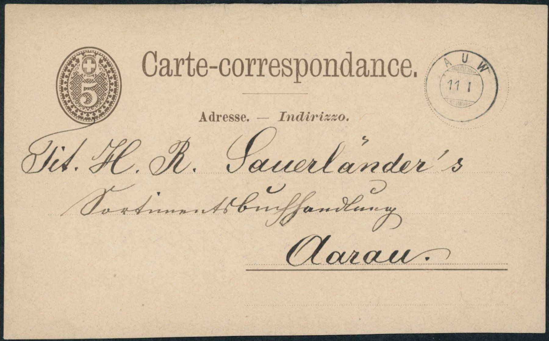 Alle Briefmarken: AG Auw - Zwergstempel - Karte – Gebraucht aus Schindellegi von leecollect