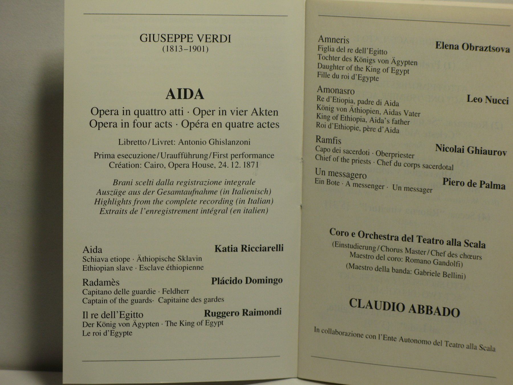 Musicassette: AIDA   CLAUDIO  ABBADO – Usato da Langnau i. E. venduto da gf2_29jt 1