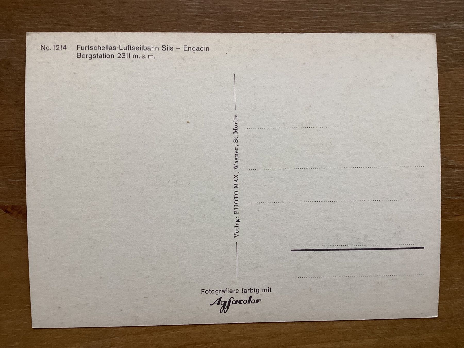 Cartes postales: AK Furtschellas-Luftseilbahn Sils – D'occasion à Zürich par tol_b7c7 1