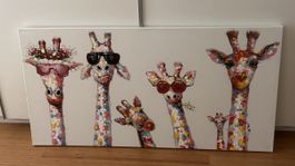 Handgemaltes Ölbild "Schrille Giraffen-Family"