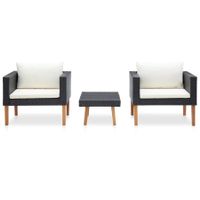 3-tlg. Gartenlounge Set mit Auflagen