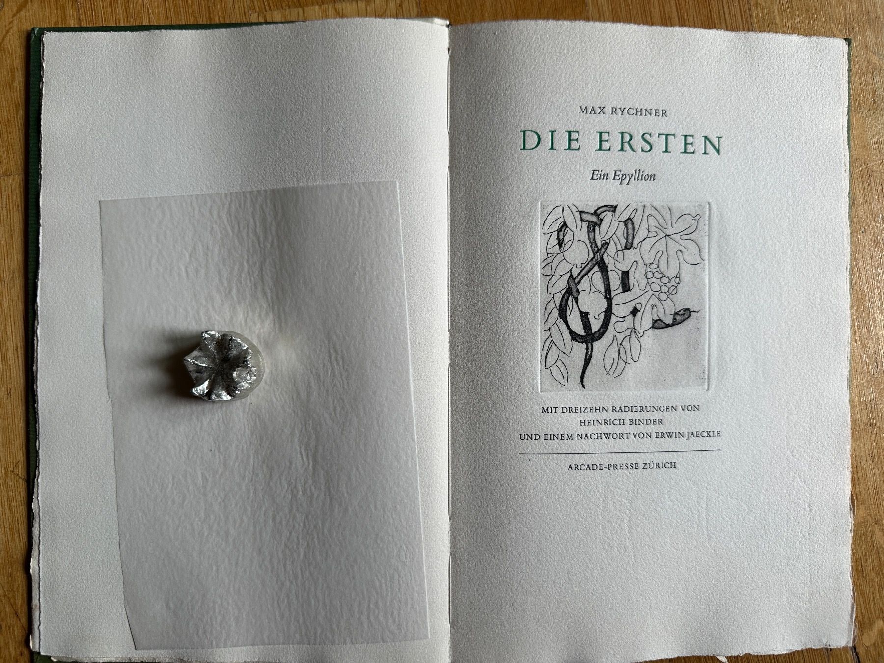 Libri: Max Rychner, Heinrich Binder: Die Ersten. Ein Epyllion. – Usato da Zürich venduto da allp 1
