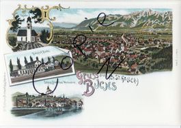 Gruss aus Buchs - (AK Lithoansicht um 1900 im Format A4)