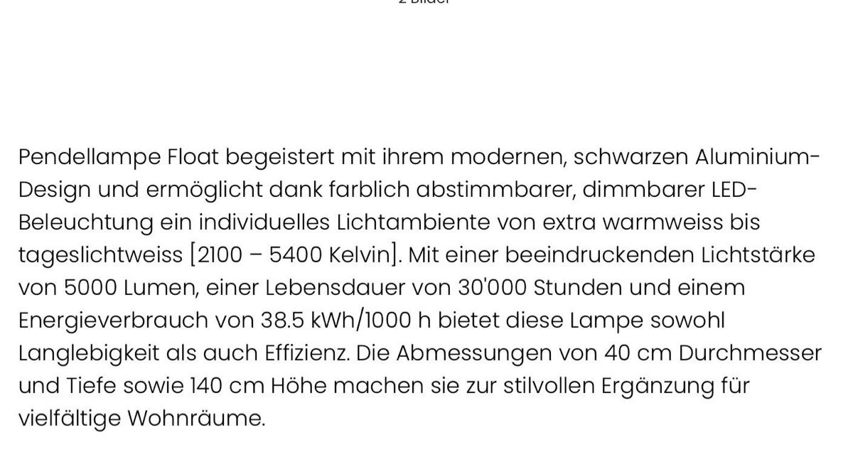 Kronleuchter & Deckenlampen: Schwarze LED-Pendellampe "Float" - Modernes Design – Neu (gemäss Beschreibung) aus Obernau von SIGGEW 7
