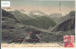 La Gueulaz pres Finhaut et la Chaine du Mont Blanc - colorie