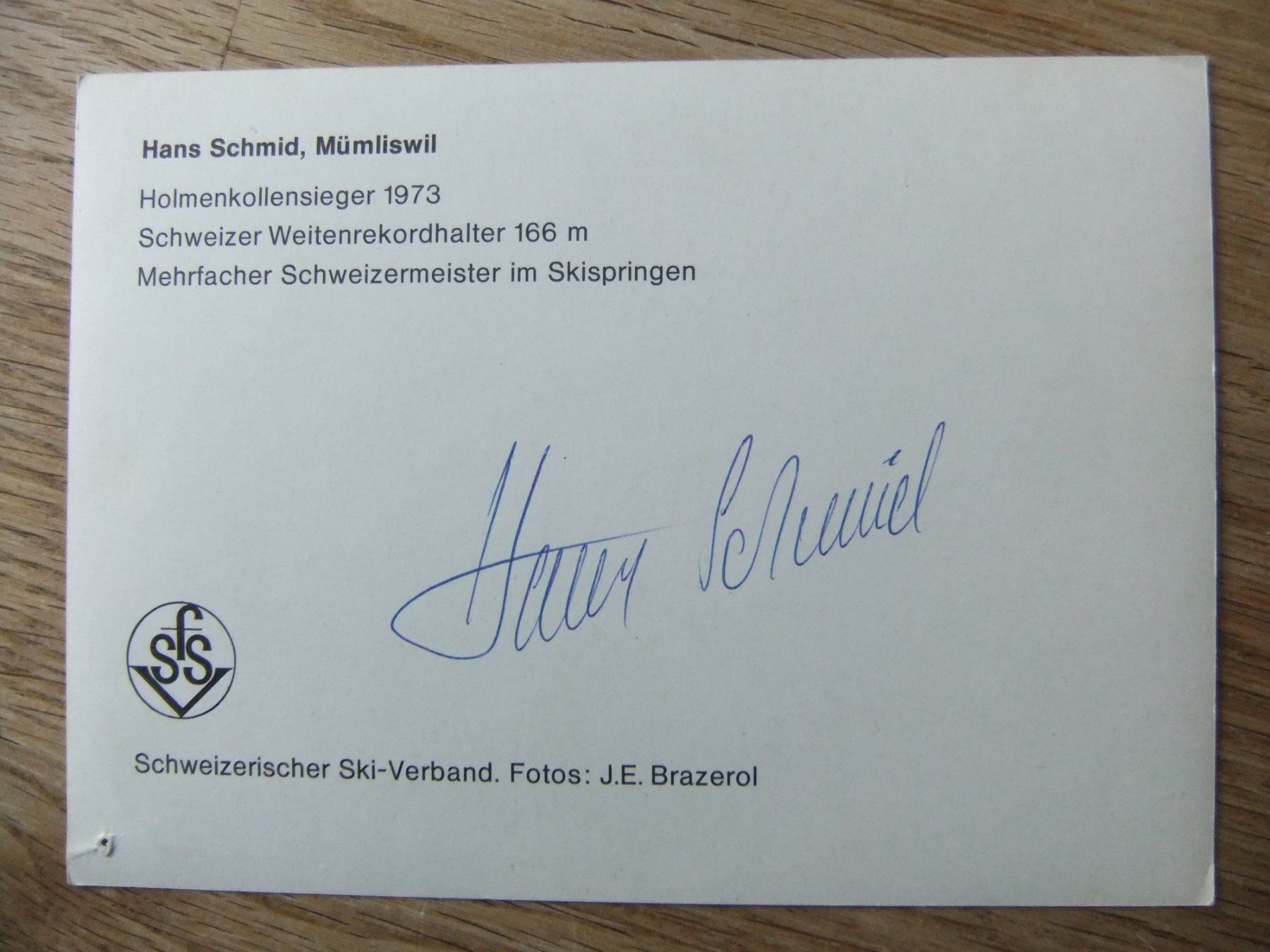 Autografi: Autogramm Karte von Hans Schmid Skispringer – Usato da St. Niklaus VS venduto da wunschlos54 1