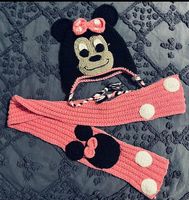 Bonnet et écharpe Minnie fait main taille 4/6ans C1