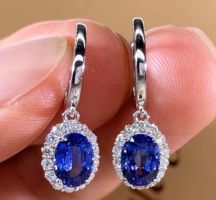 ✨ Elegante Blue Blau Zirconia Flower Drop Ohrringe ✨