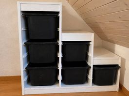 Meuble de rangement TROFAST blanc avec 6 bacs noirs  99 cm