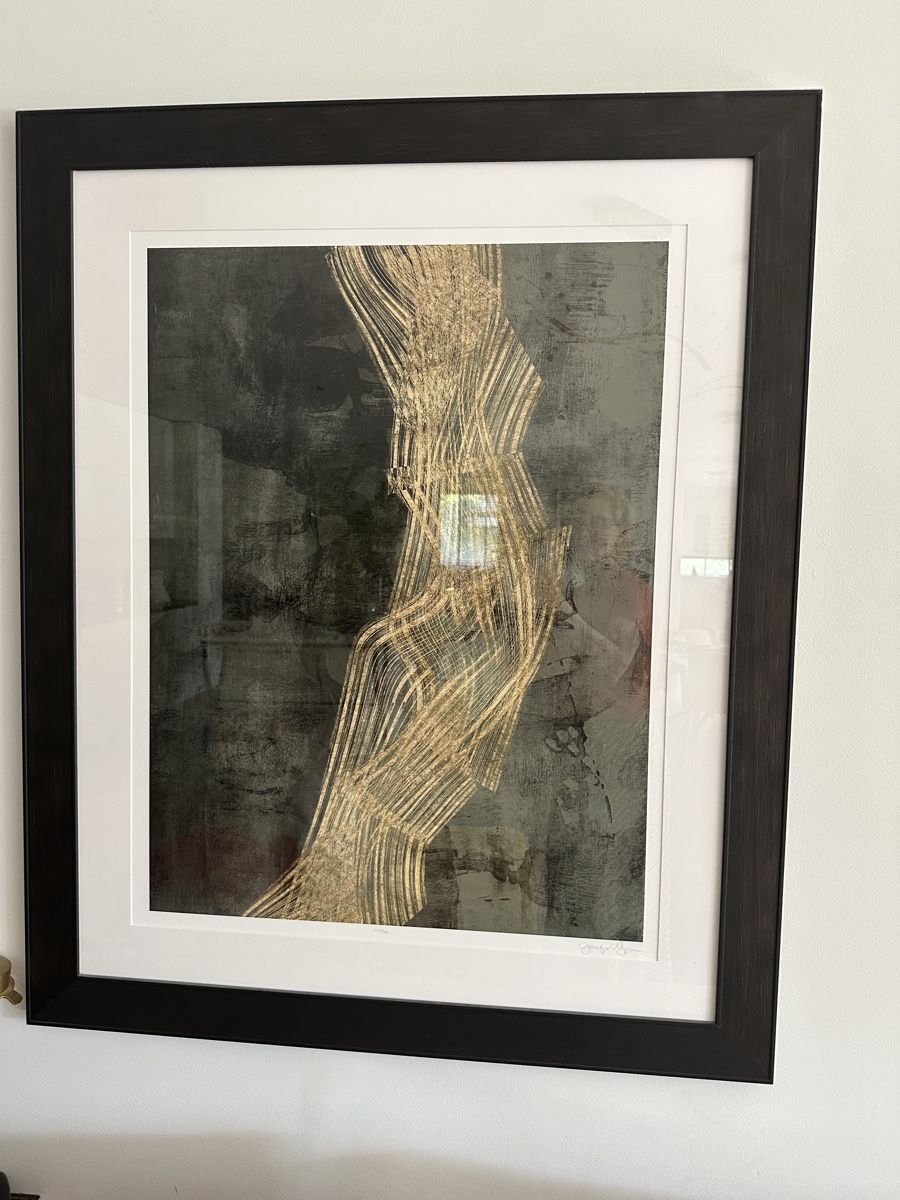 Dipinti: Abstract Artwork Framed Print Dark Green Gold Texture – Usato da Zürich venduto da annapotemkina