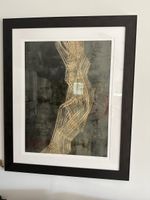Abstract Artwork Framed Print Dark Green Gold Texture