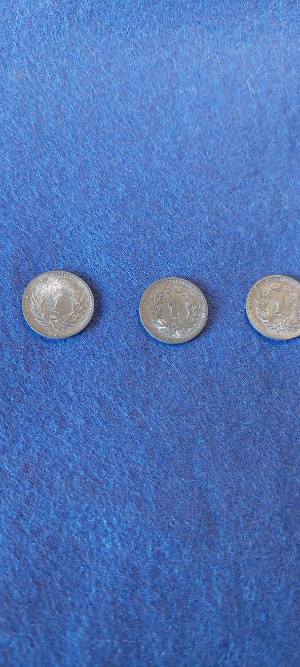 Tutti le monete: 3 St.Antike Münzen 1 Rappen Zn. – Usato da Matten b. Interl venduto da siben01 1