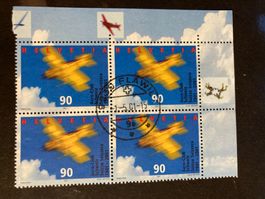 Schweiz 2001 4er-Block r 100 J. Aero Club gest. 1.5. Flawil