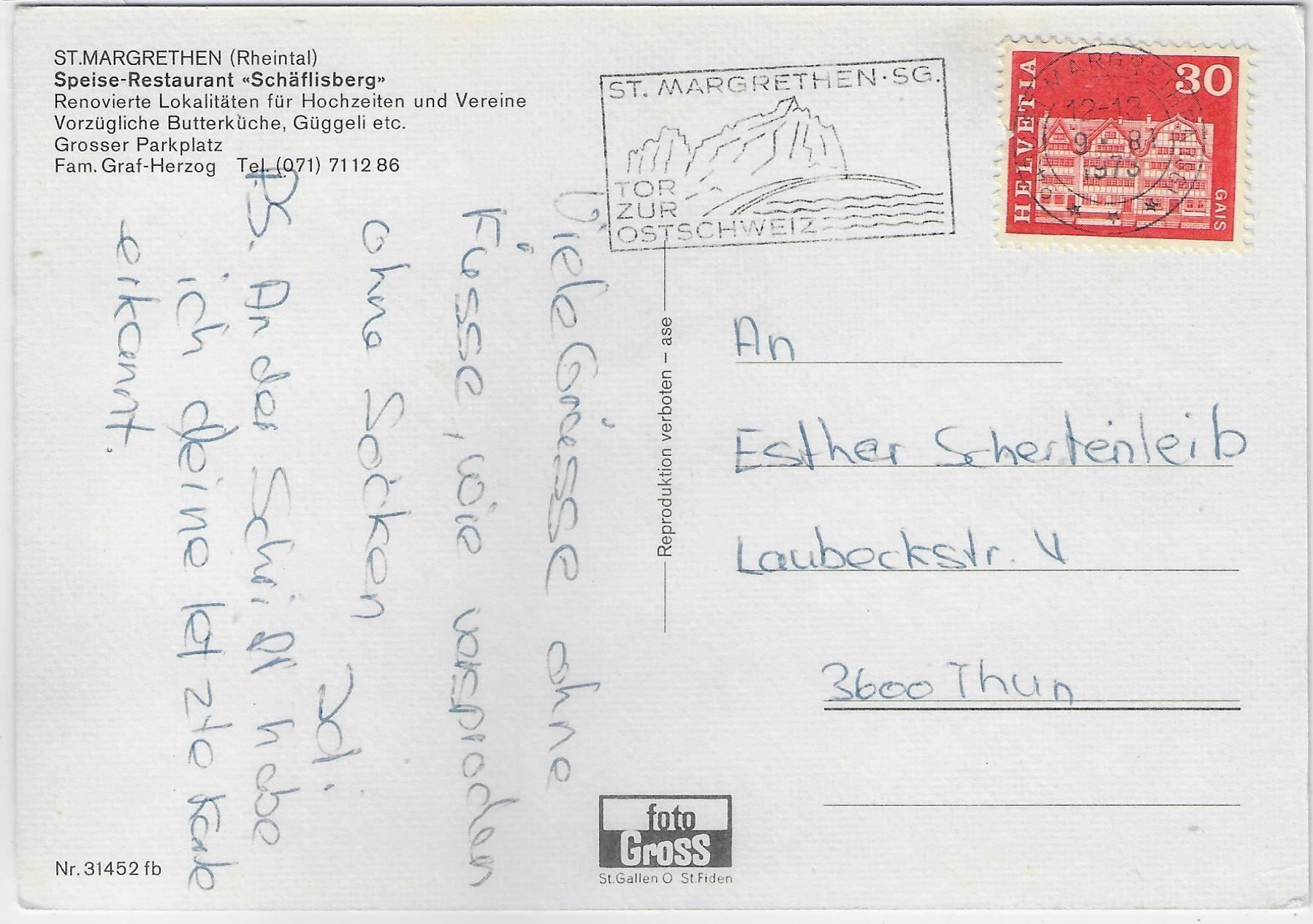 Cartoline postali: St. Margrethen Rheintal Restaurant – Antico da Ettingen venduto da Kartenplanet 1