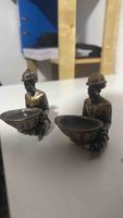 Figurfiguren Paar mit Schale Bronze Optik