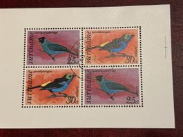 Surinam 1977, 4er Briefmarkenblock Vögel, gestempelt