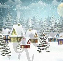 Serviette village in snow (1353/1457) 2Stk.