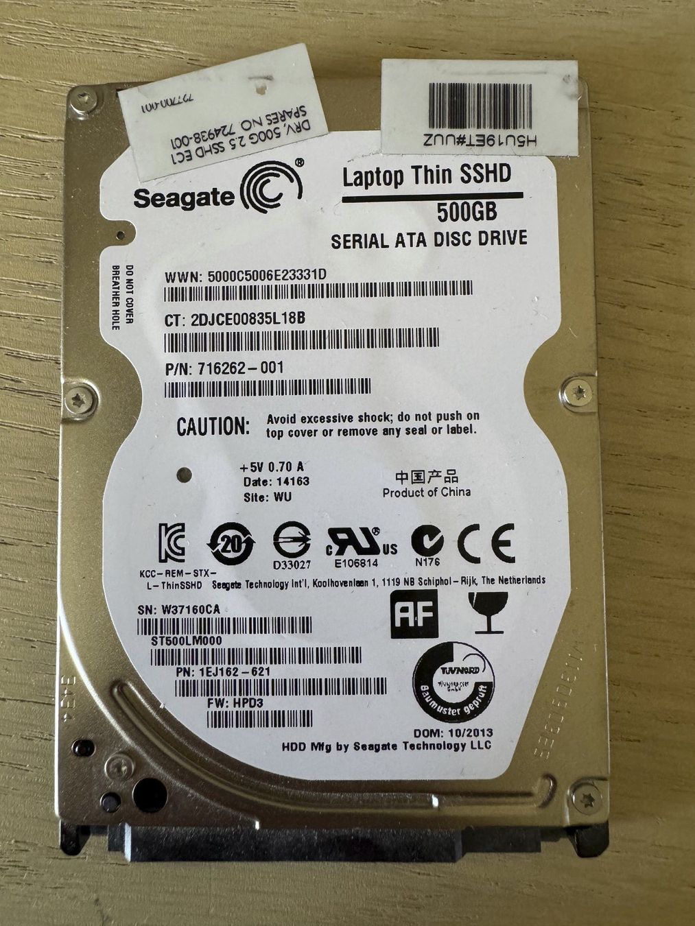 Seagate Dischi rigidi: Seagate Laptop Thin SSHD, 500GB, SATA, 2.5" – Usato da Bern venduto da Bergi2000