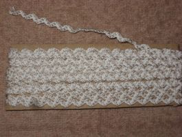 Baumwoll Häkel-Zick-Zack Band weiss / beige 5mm breit