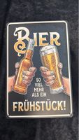 Witziges Blechschild "Bier - Mehr als ein Frühstück"!