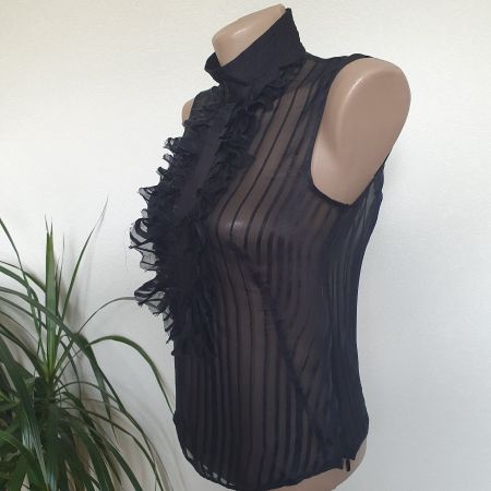 Blouse avec voile noire BOSS – Style chic– Taille XS