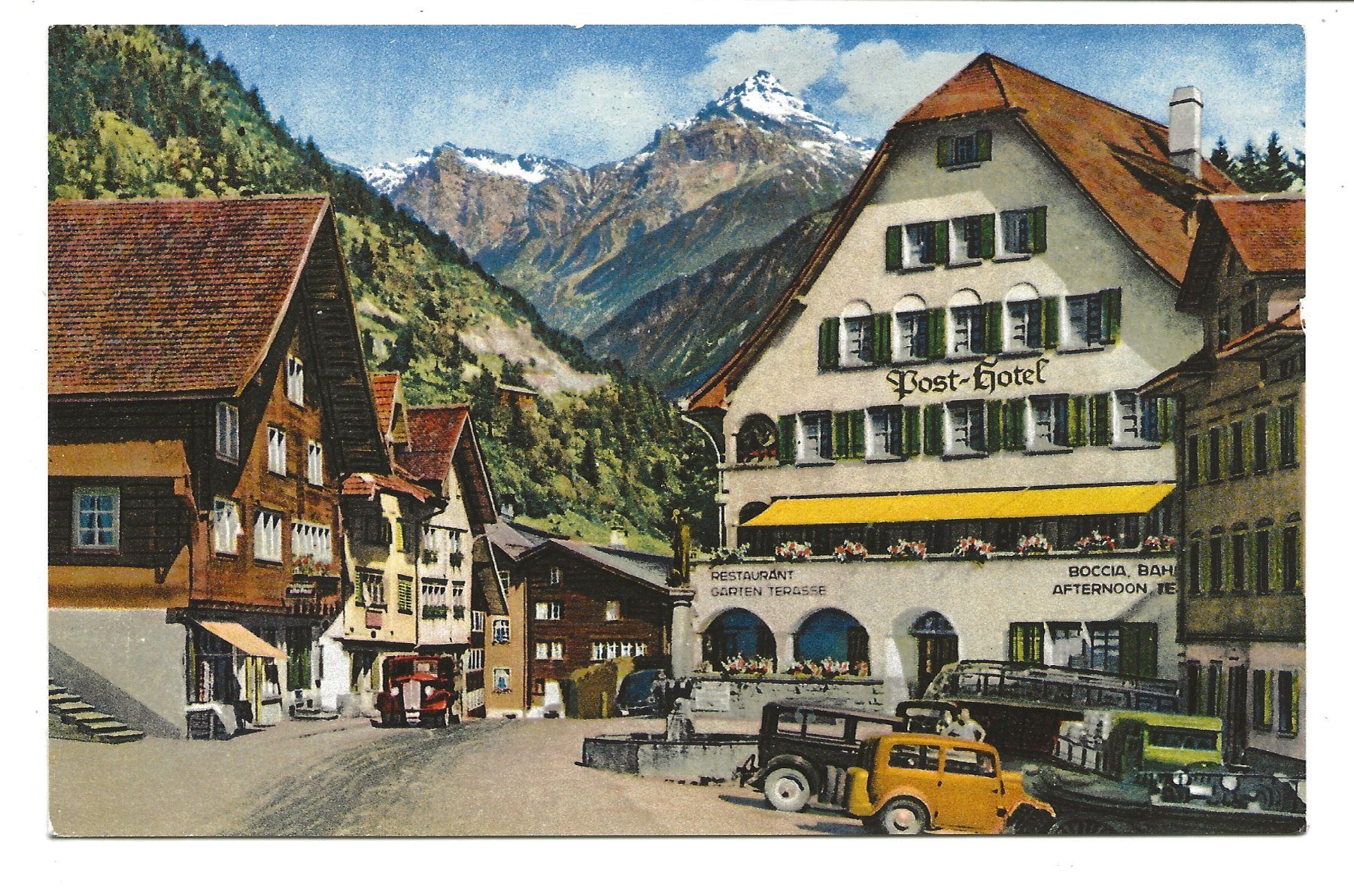 Cartes postales: Wassen (UR) an Gotthardstrasse - Post-Hotel - Oldtimer Auto – D'occasion à Engelburg par Cartophil