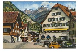 Wassen (UR) an Gotthardstrasse - Post-Hotel - Oldtimer Auto
