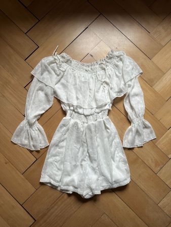 BOOHOO - Chiffon Jumpsuit weiss 36