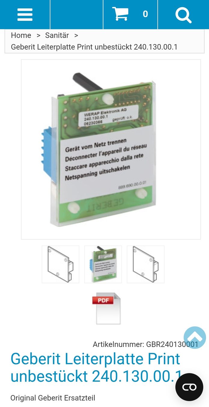 Componenti elettronici: Geberit Leiterplatte Print unbestückt – Nuovo e nell'imballaggio originale da Chur venduto da Sihar 3