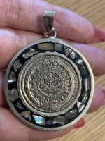 PENDENTIF CALENDRIER MAYA VINTAGE EN ARGENT 925